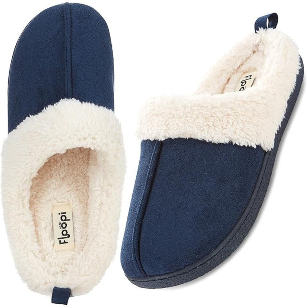 Floopi Cozy Memory Foam House Slippers in Blue, Size M (7-8)​​​​